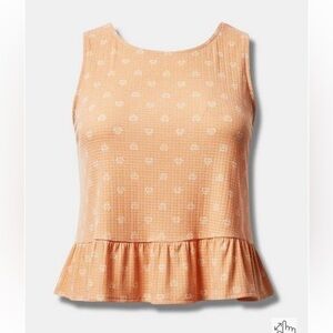 New Torrid Size Large (12) Texture Knit High Neck Ruffle Crop‎ Top Polka Dot